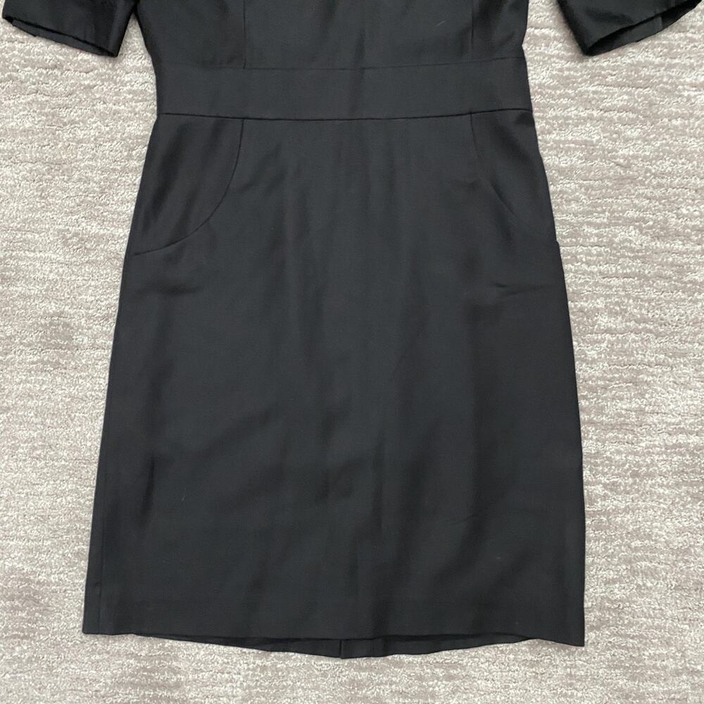 J.Crew Dress Womens 4 Black Wool Sheath Pockets Back Buttons Career Capsule - Picture 3 of 16